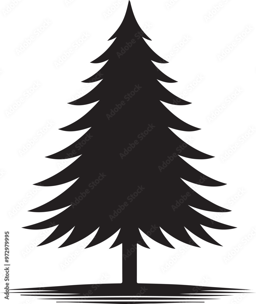 Obraz premium Christmas tree silhouettes vector on white background. Christmas tree illustration