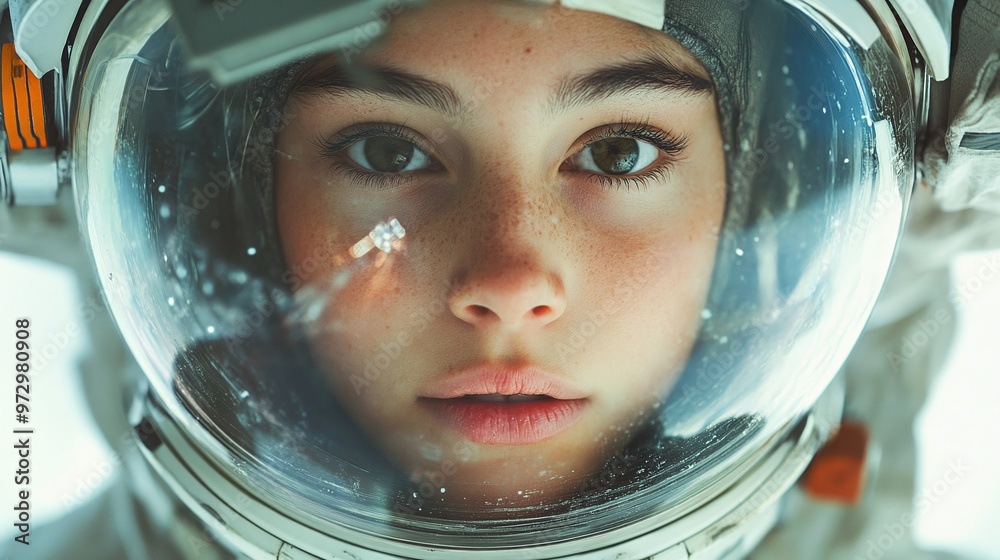 girl in space wearing a space suit, orbiting planet in zero gravity, space exploration and cosmic adventure girl in space wearing a space suit, orbiting planet in zero gravity, space exploration and cosmic adventure