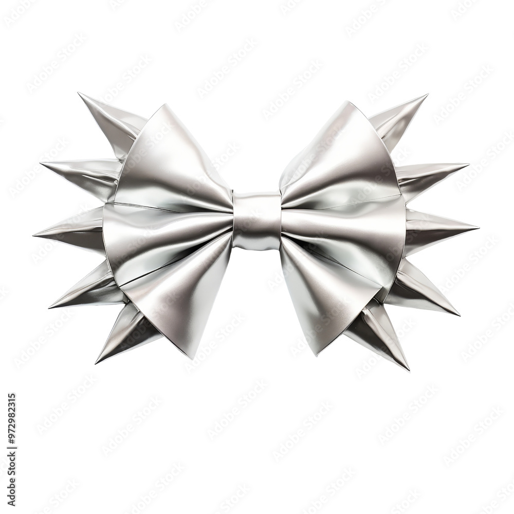 Shiny Silver Decorative Bow with Spiked Design for Gifts. Shiny Silver Decorative Bow with Spiked Design for Gifts.
