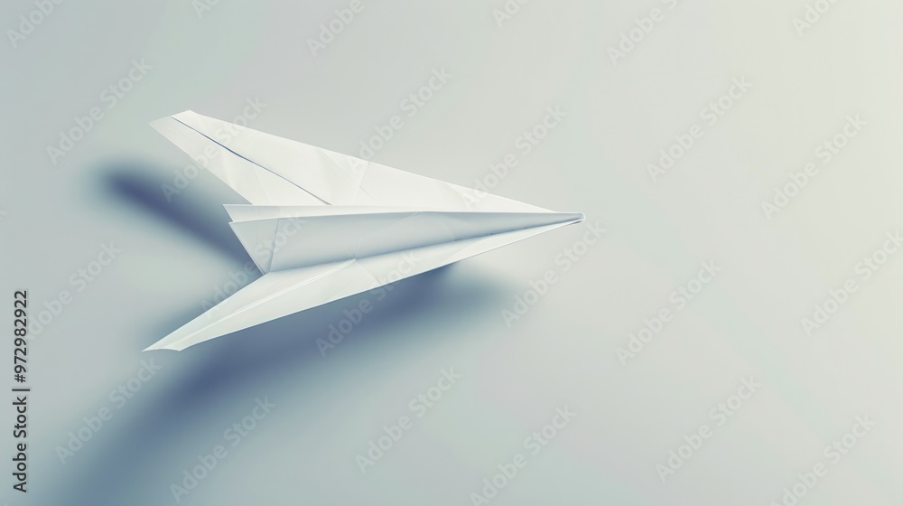 A paper airplane soaring through the air, its wings outstretched and tail trailing behind A paper airplane soaring through the air, its wings outstretched and tail trailing behind