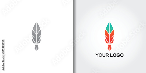 Fotografie Whimsical Feather Logo Design