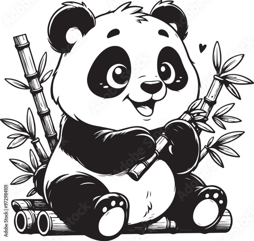 cute panda clipart vector design,awesome cute panda svg,high resolution printable cute panda artwork