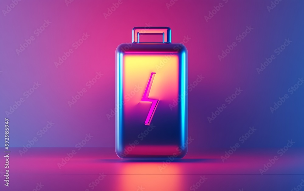 Futuristic Battery Symbol with Gradient Fill on Minimalist Background Futuristic Battery Symbol with Gradient Fill on Minimalist Background