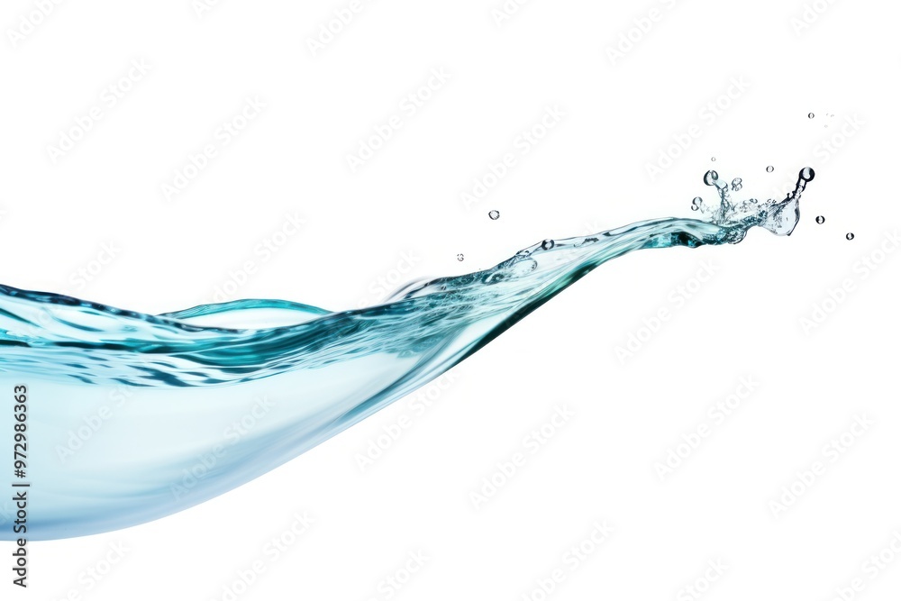A single drop of water gracefully rolling down the side of a clear water bottle