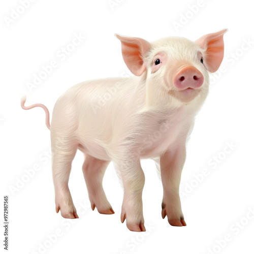 Playful Piglet Standing with Cute Expression and Erect Ears.