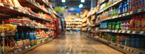 Wallpaper Mural Supermarket aisle with a variety of products on display Torontodigital.ca