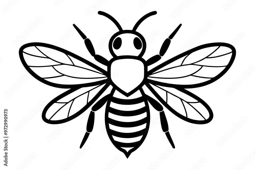 Bee vector line art illustration