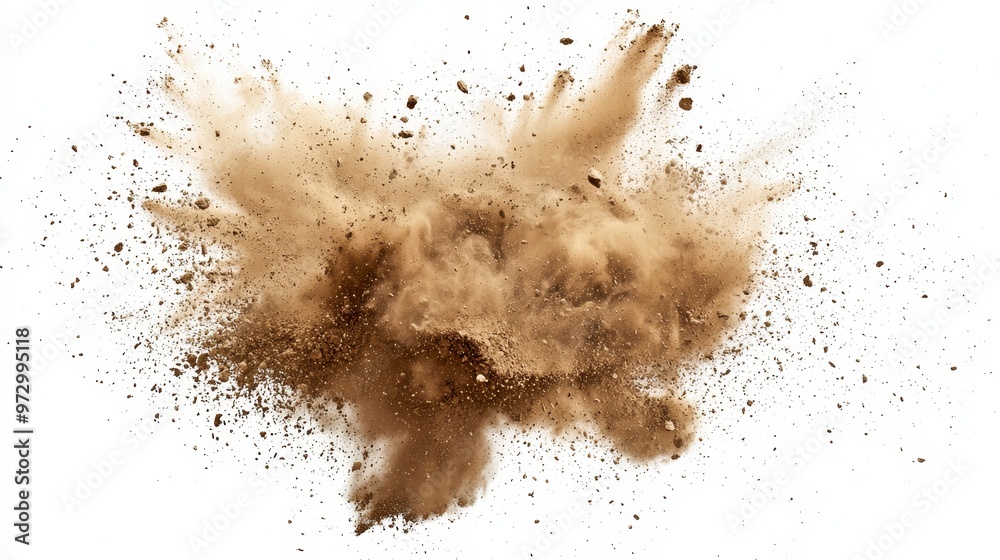 A golden storm of sand explodes against a transparent background, abstract sand clouds fly in the air. A golden storm of sand explodes against a transparent background, abstract sand clouds fly in the air.