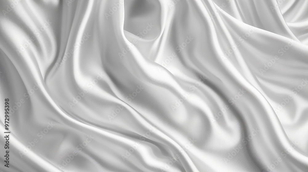 Fototapeta premium Detailed close-up of smooth white silk fabric with elegant folds, highlighting its luxurious texture and softness.