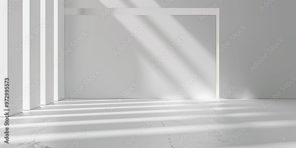 Obraz premium An empty room with white walls and white floors