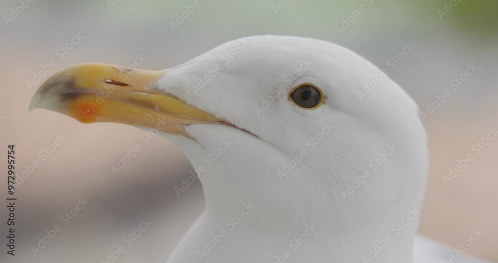 The head of a seagull in close-up. The head of a seagull in close-up.