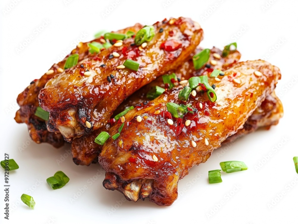 Chinese stir-fry chicken wings isolated on a white background Chinese stir-fry chicken wings isolated on a white background