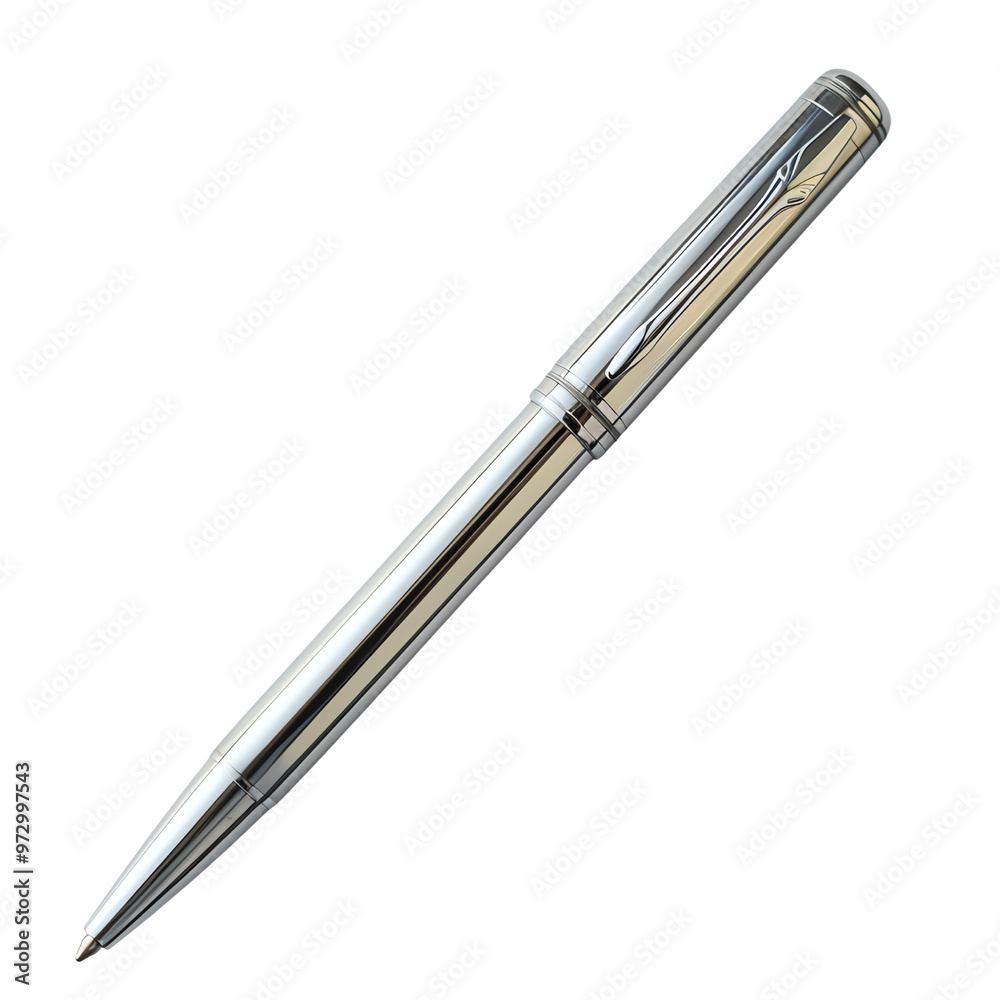 Elegant silver fountain pen isolated on white background, highlighting its sleek design, ideal for writing, drafting, and professional work. Elegant silver fountain pen isolated on white background, highlighting its sleek design, ideal for writing, drafting, and professional work.