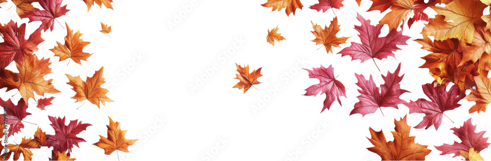 Falling autumn leaves create vibrant and colorful scene of natures beauty. Falling autumn leaves create vibrant and colorful scene of natures beauty.