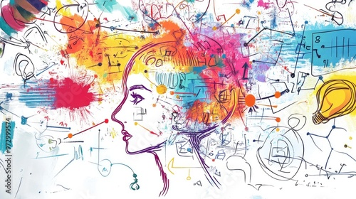 Wallpaper Mural An image of a mind map on a whiteboard, with interconnected ideas and key concepts highlighted, showing the organization and development of creative thought processes. Torontodigital.ca