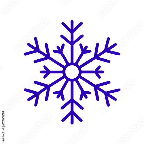 Stylized purple snowflake illustration, designed in a minimalistic style, copy space