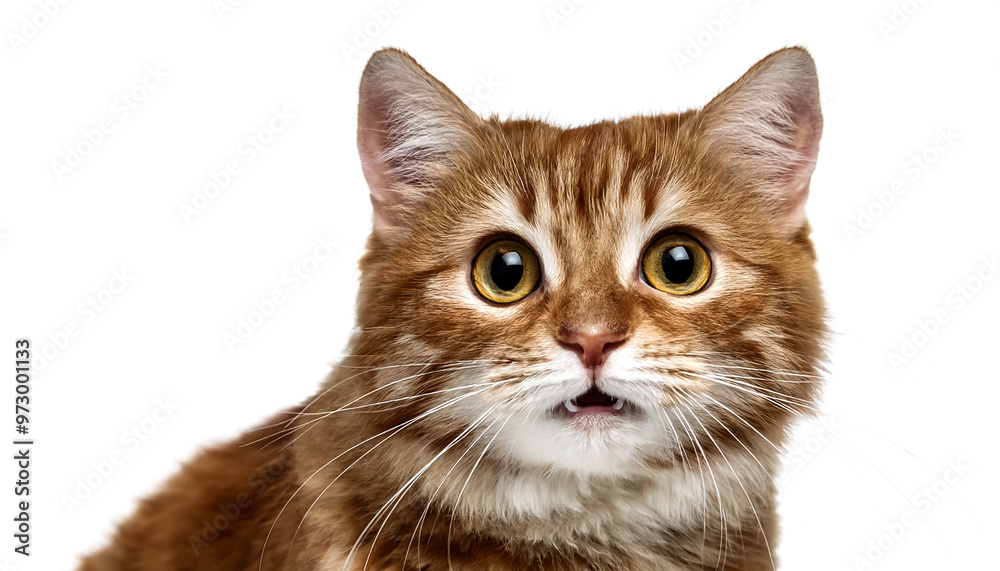 Cat with funny, cute and charming expression looking at camera isolated on white background Cat with funny, cute and charming expression looking at camera isolated on white background