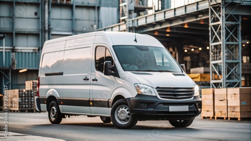 Cargo Van in Industrial Area
