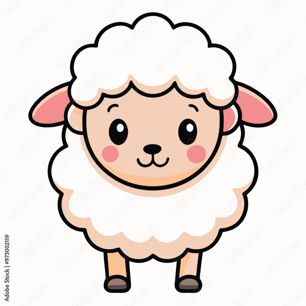 Cute Fluffy Sheep Illustration