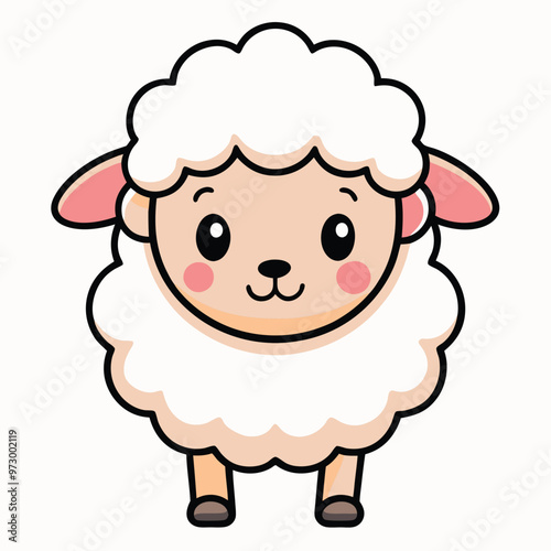 Cute Fluffy Sheep Illustration
