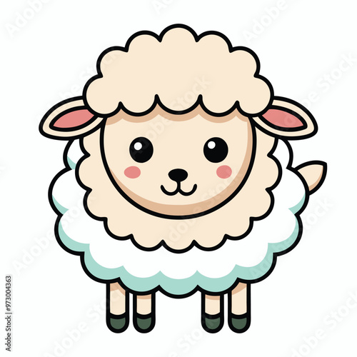 Cute Fluffy Sheep Illustration