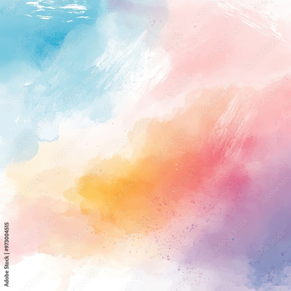 Fototapeta premium A vibrant watercolor abstract background featuring soft hues of blue, pink, and orange, perfect for artistic designs.
