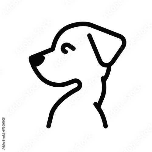 Black outline illustration of a dog's profile facing left on a white background.