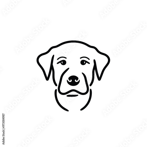 Minimalist black and white line art of a dog's face, showcasing simplicity and elegance.