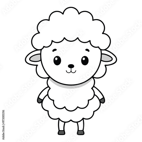 Cute Fluffy Sheep Illustration