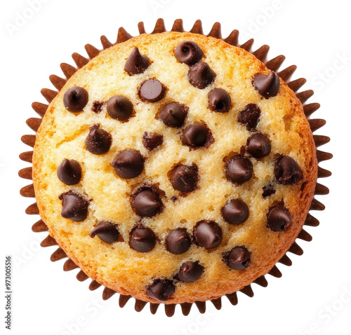 PNG Delicious chocolate chip muffin with golden crust photo