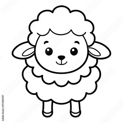 Cute Fluffy Sheep Illustration