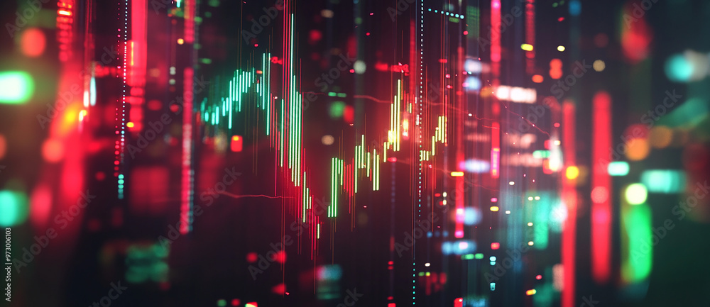 Obraz premium Stock trend chart, technology trend line chart