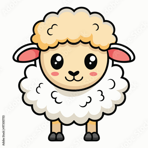 Cute Fluffy Sheep Illustration