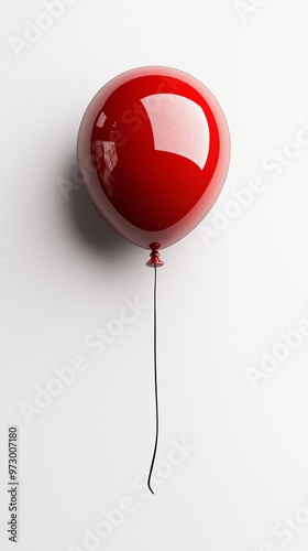 a single red balloon, isolated on a clean white background photo