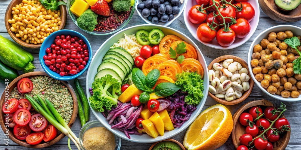 A close-up of a colorful and nutritious balanced diet meal preparation, cooking, culinary, food, diet, healthy, vegetables A close-up of a colorful and nutritious balanced diet meal preparation, cooking, culinary, food, diet, healthy, vegetables