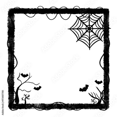 Frame Surrounded vine Tree Spider web Four Bats