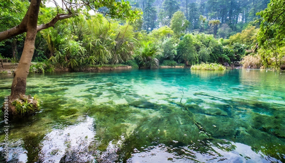 Crystal clear lake nature background with depth of field for a refreshing and peaceful retreat Crystal clear lake nature background with depth of field for a refreshing and peaceful retreat