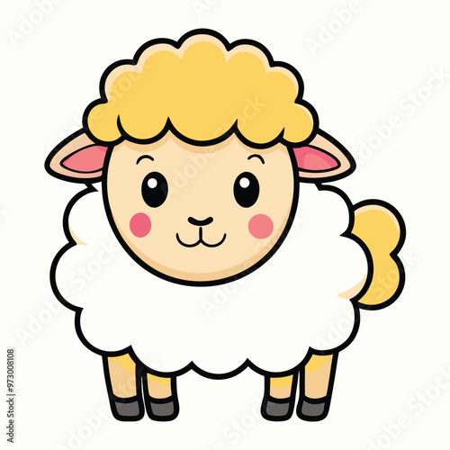 Cute Fluffy Sheep Illustration