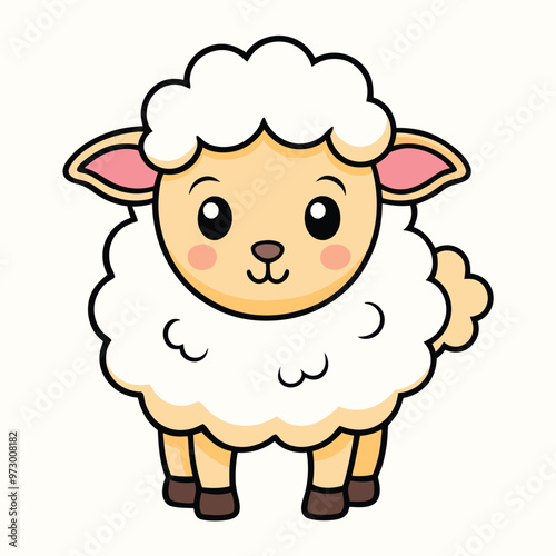 Cute Fluffy Sheep Illustration