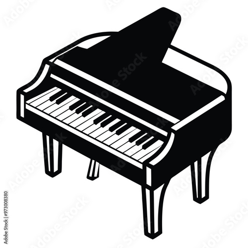 Silhouette of a Piano vector illustration.