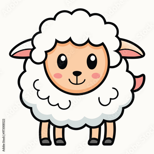 Cute Fluffy Sheep Illustration