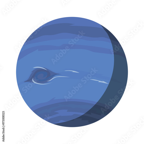 Illustration of Neptune, the fourth-largest planet in the Solar System, the third-most-massive planet, and the densest giant planet.