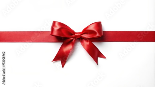 Red ribbon on white background, red, ribbon, bow, decoration, gift, shiny, satin, holiday, festive, celebration, elegant