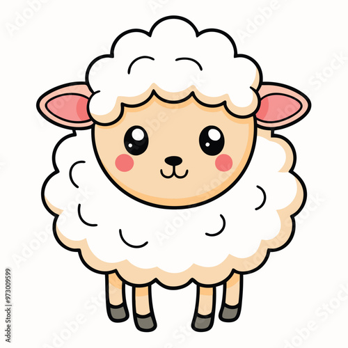 Cute Fluffy Sheep Illustration