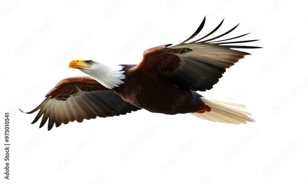 Fototapeta premium bold head eagle gliding isolated on transparent background 