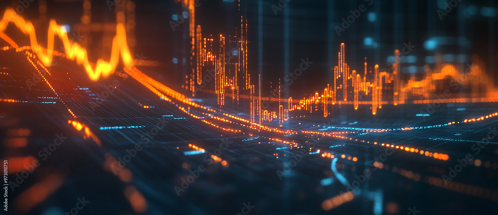 Fototapeta premium Stock trend chart, technology trend line chart