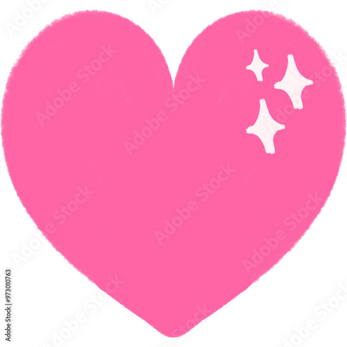 Sparkle Pink Heart Cute Doodle Illustration