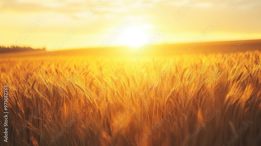 A beautiful sunrise over a golden wheat field, with the first rays of light casting a soft glow over the landscape. A beautiful sunrise over a golden wheat field, with the first rays of light casting a soft glow over the landscape.