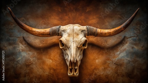 Skull of a longhorn bull , longhorn, bull, skull, animal, western, cowboy, rustic, wild, ranch, Texas, horns, bones, steers photo