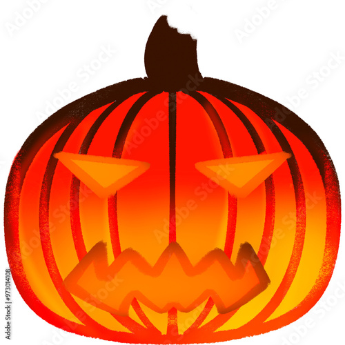 Red Light Pimpkin Scary Devil Face Halloween Illustration